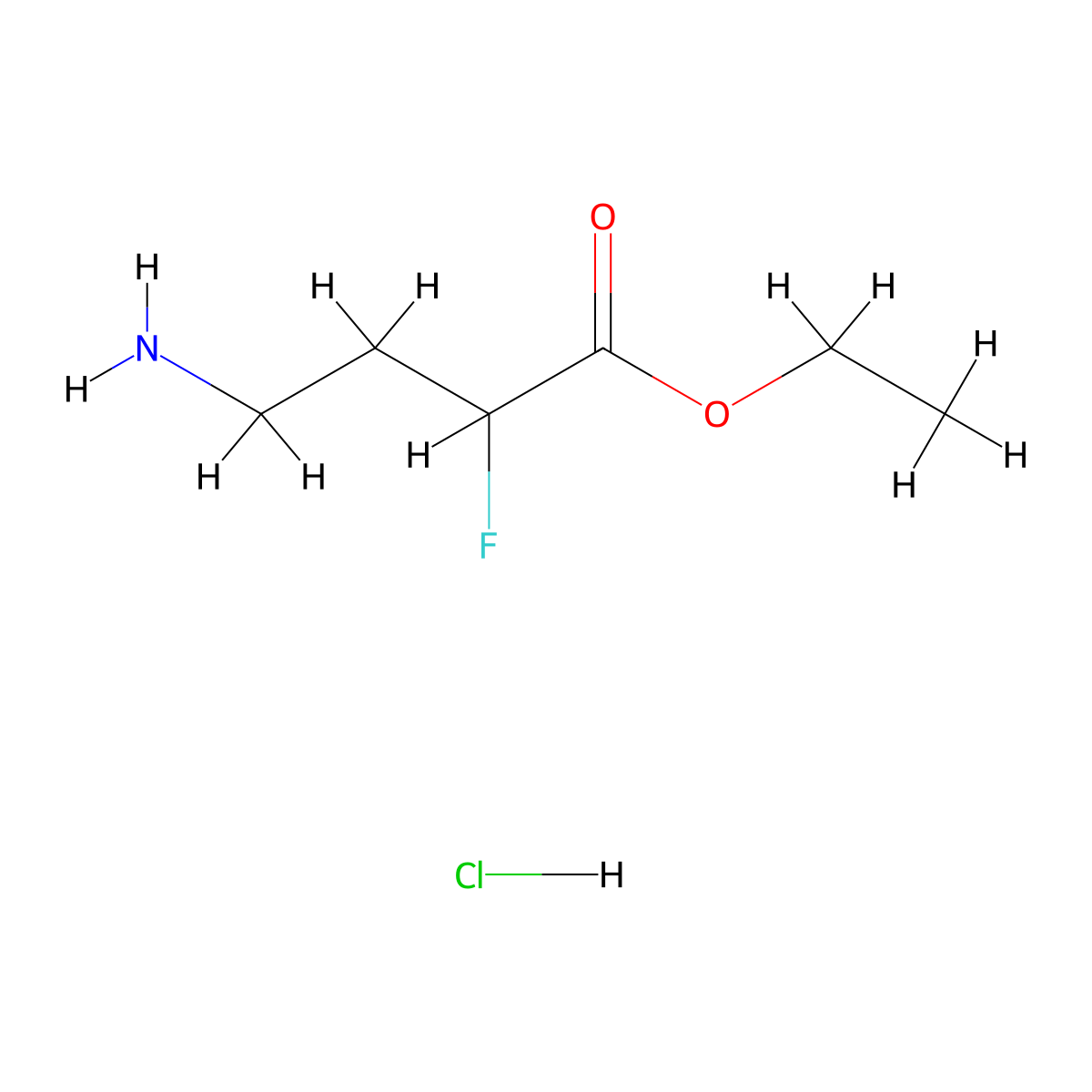 Ethyl 4-amino-2-fluorobutanoate hydrochloride molecular structure, CAS 2253630-91-8