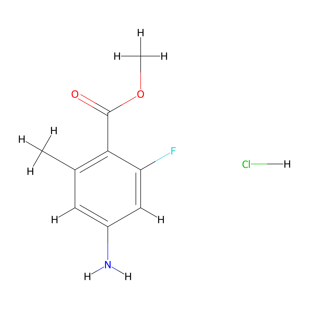 Methyl 4-amino-2-fluoro-6-methylbenzoate hydrochloride molecular structure, CAS 2253631-07-9