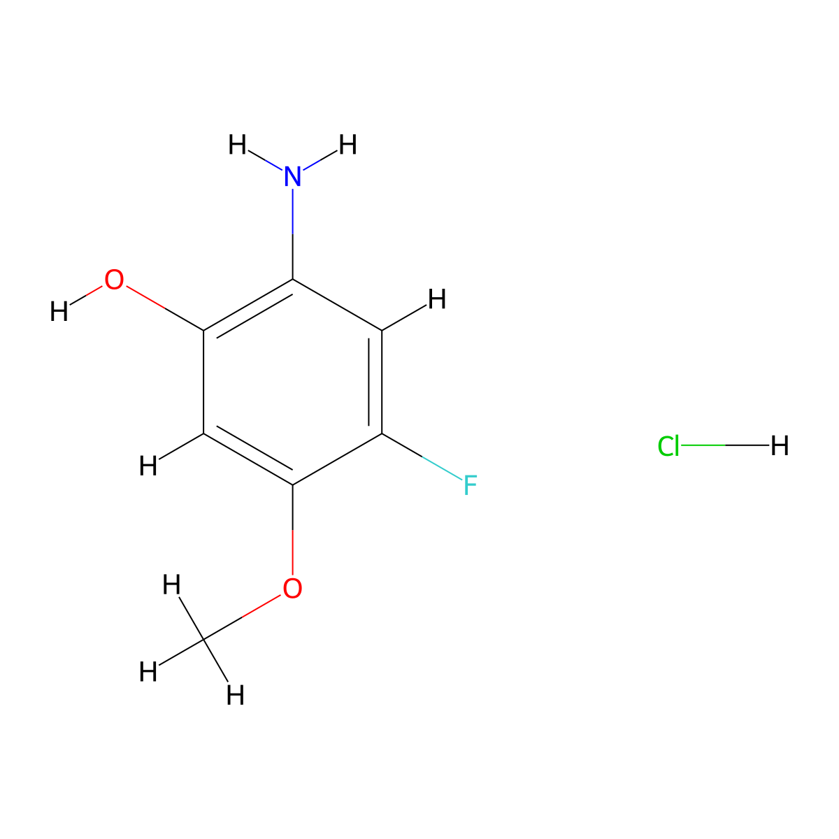 2-Amino-4-fluoro-5-methoxyphenol hydrochloride molecular structure, CAS 2253631-08-0