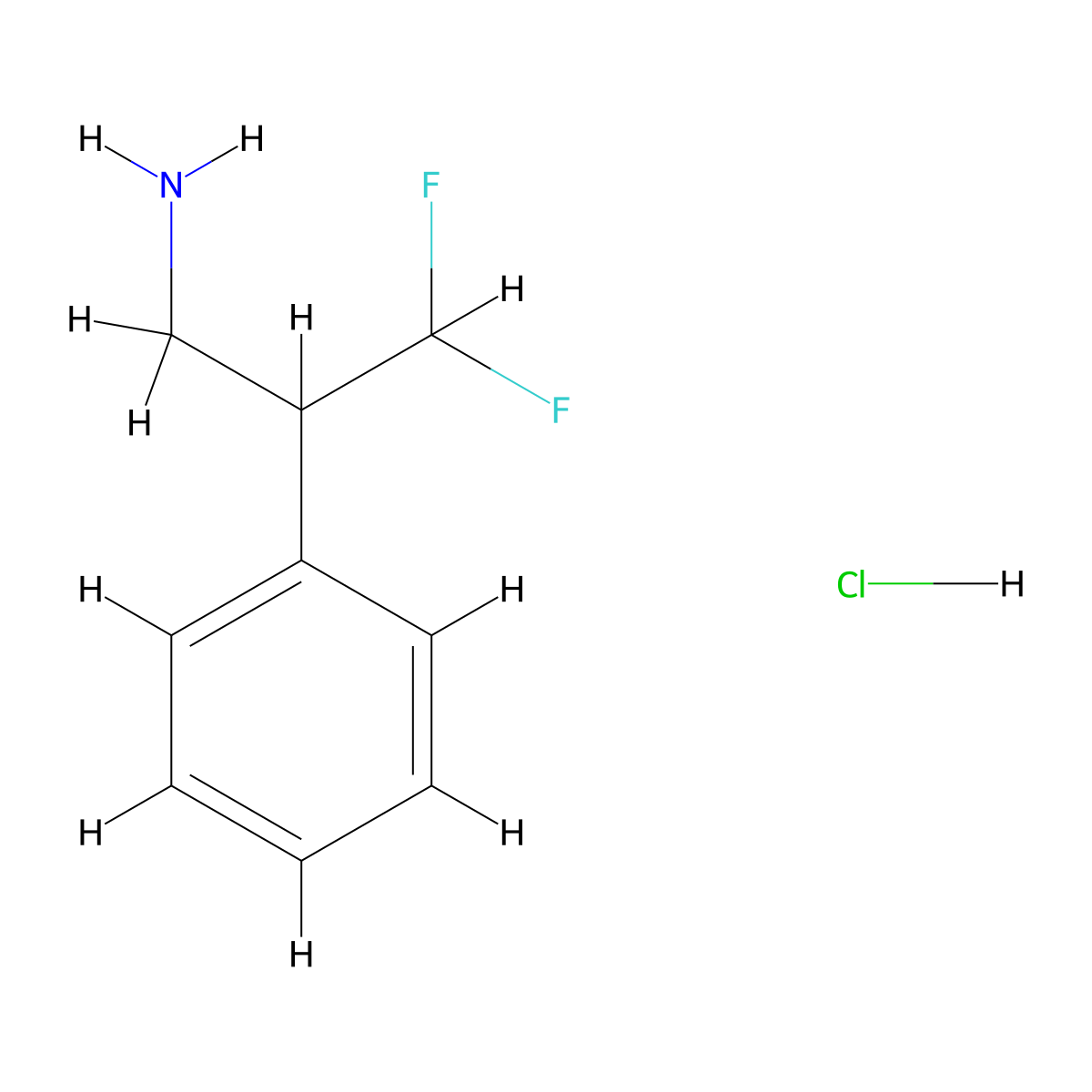 3,3-Difluoro-2-phenylpropan-1-amine hydrochloride molecular structure, CAS 2253631-10-4