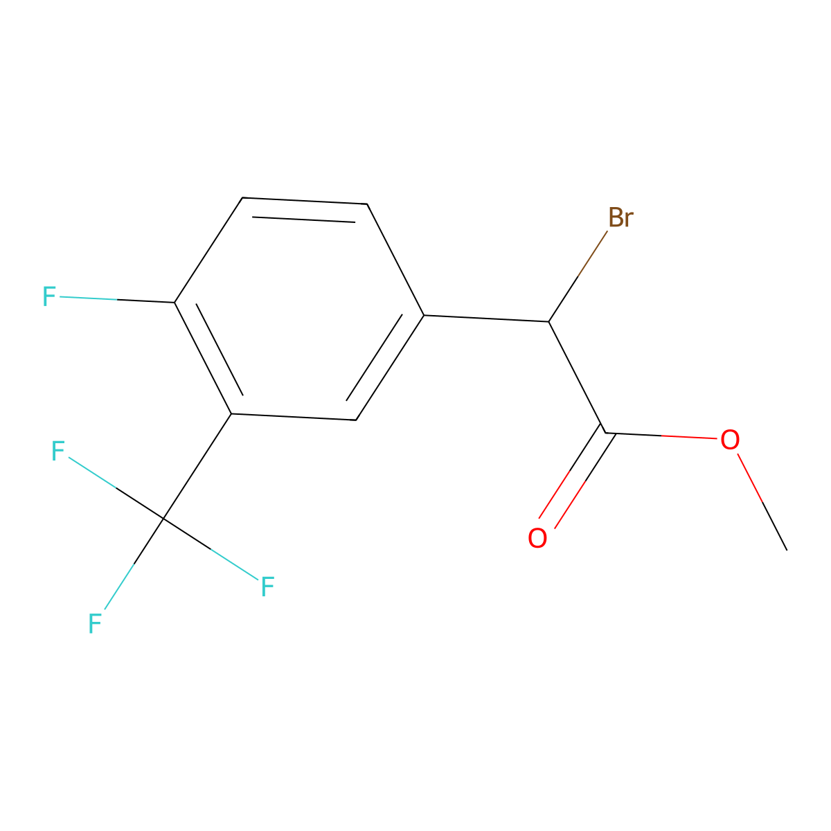 Methyl 2-bromo-2-[4-fluoro-3-(trifluoromethyl)phenyl]acetate molecular structure, CAS 2253631-16-0
