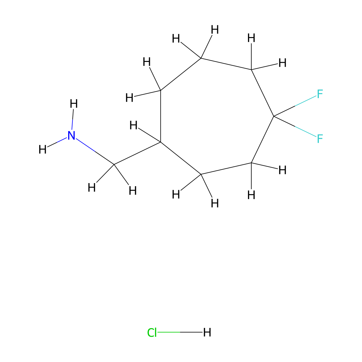 (4,4-Difluorocycloheptyl)methanamine hydrochloride molecular structure, CAS 2253631-18-2