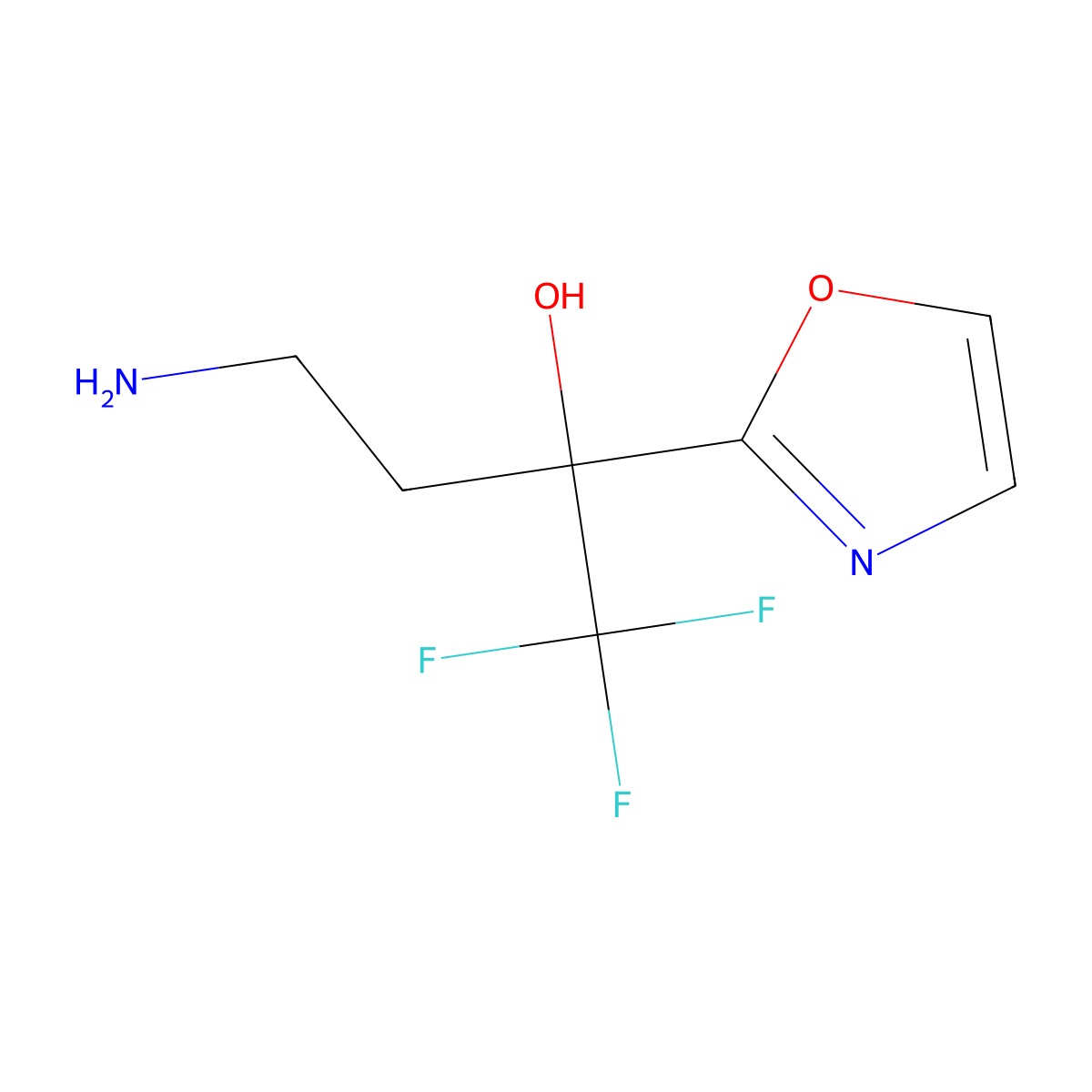 4-Amino-1,1,1-trifluoro-2-(1,3-oxazol-2-yl)butan-2-ol molecular structure, CAS 2253631-19-3