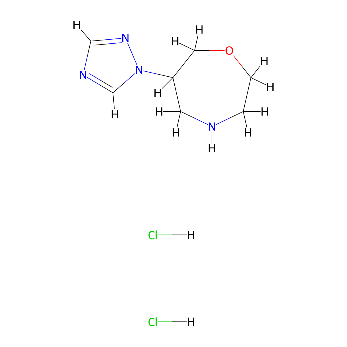 6-(1H-1,2,4-triazol-1-yl)-1,4-oxazepane dihydrochloride molecular structure, CAS 2253631-43-3