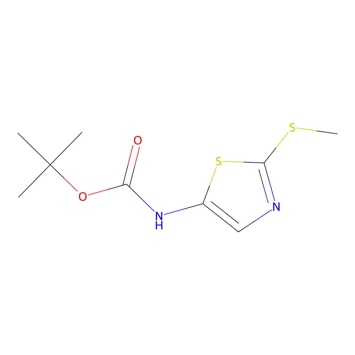 tert-butyl N-[2-(methylsulfanyl)-1,3-thiazol-5-yl]carbamate molecular structure, CAS 2253631-53-5