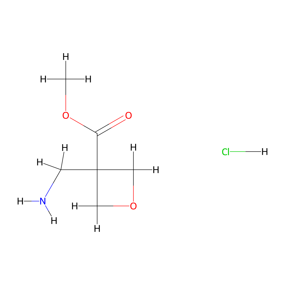Methyl 3-(aminomethyl)oxetane-3-carboxylate hydrochloride molecular structure, CAS 2253631-59-1