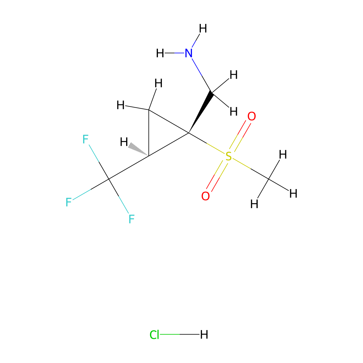 rac-[(1R,2S)-1-methanesulfonyl-2-(trifluoromethyl)cyclopropyl]methanamine hydrochloride molecular structure, CAS 2253631-70-6