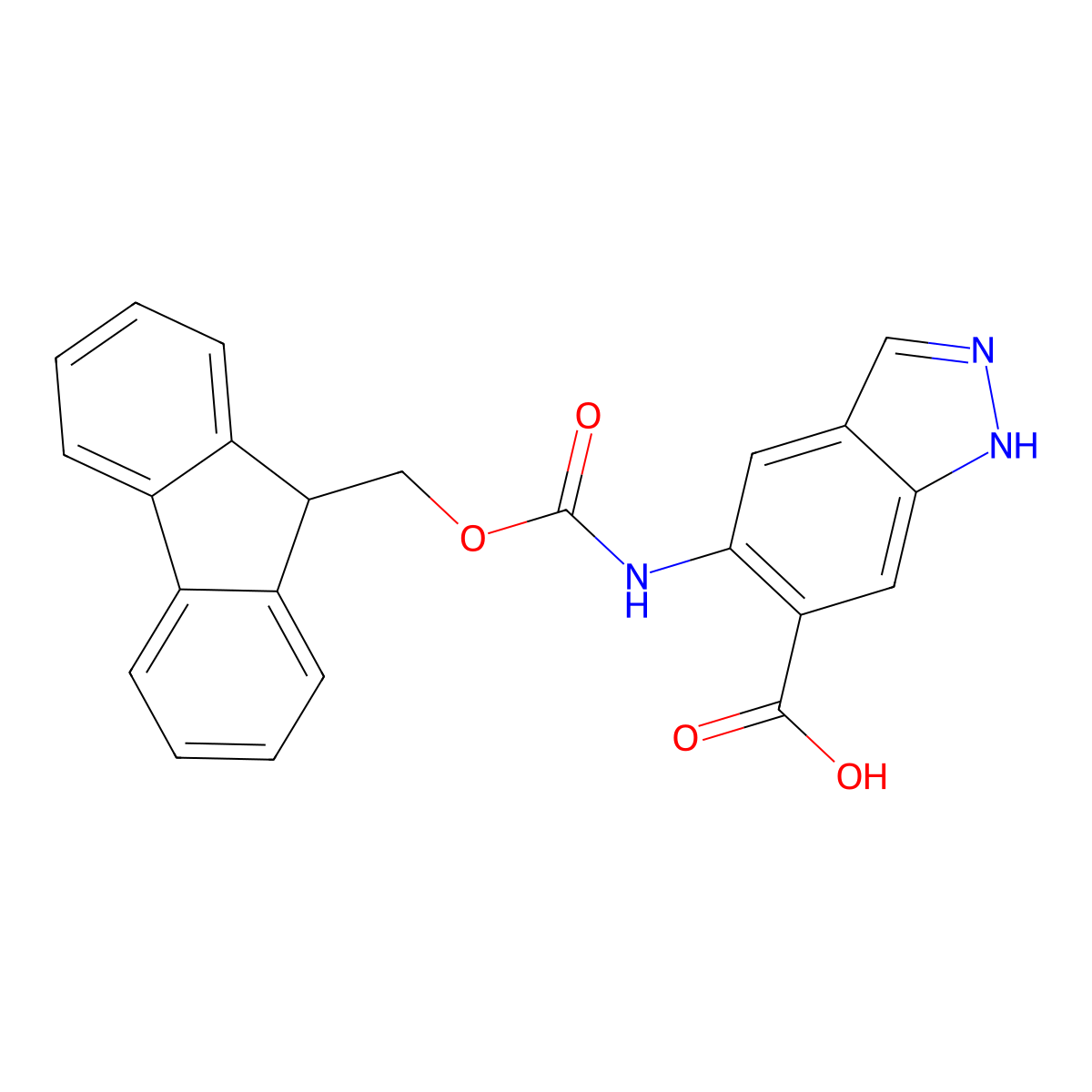 5-(9H-Fluoren-9-ylmethoxycarbonylamino)-1H-indazole-6-carboxylic acid molecular structure, CAS 2253631-73-9