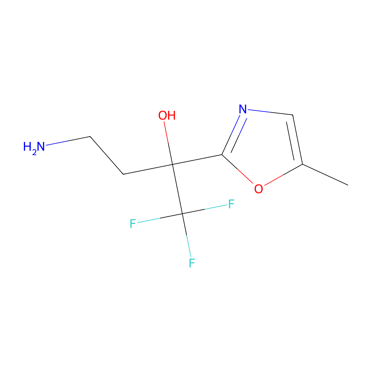 4-Amino-1,1,1-trifluoro-2-(5-methyl-1,3-oxazol-2-yl)butan-2-ol molecular structure, CAS 2253631-82-0