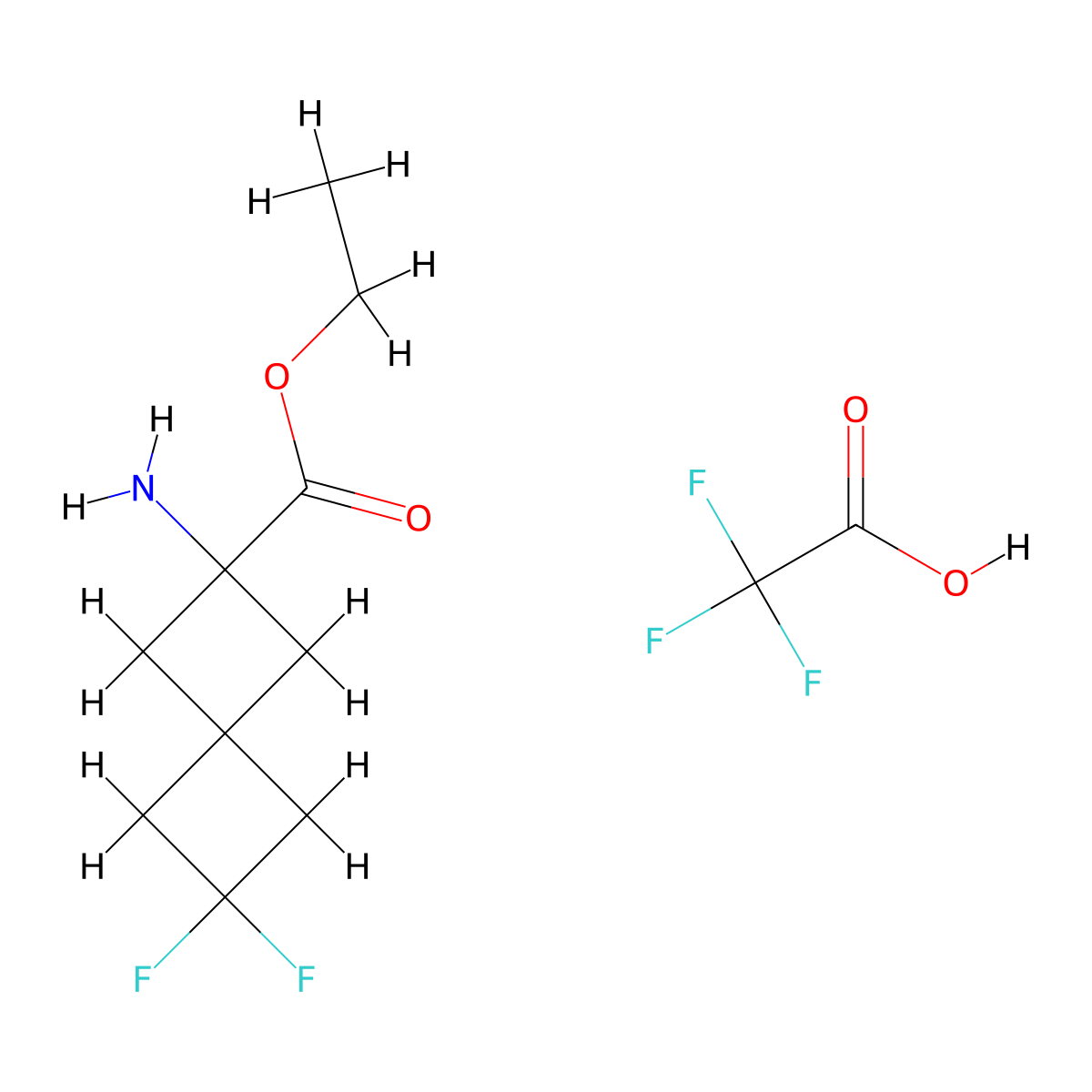 Ethyl 2-amino-6,6-difluorospiro(3.3)heptane-2-carboxylate; trifluoroacetic acid molecular structure, CAS 2253631-86-4