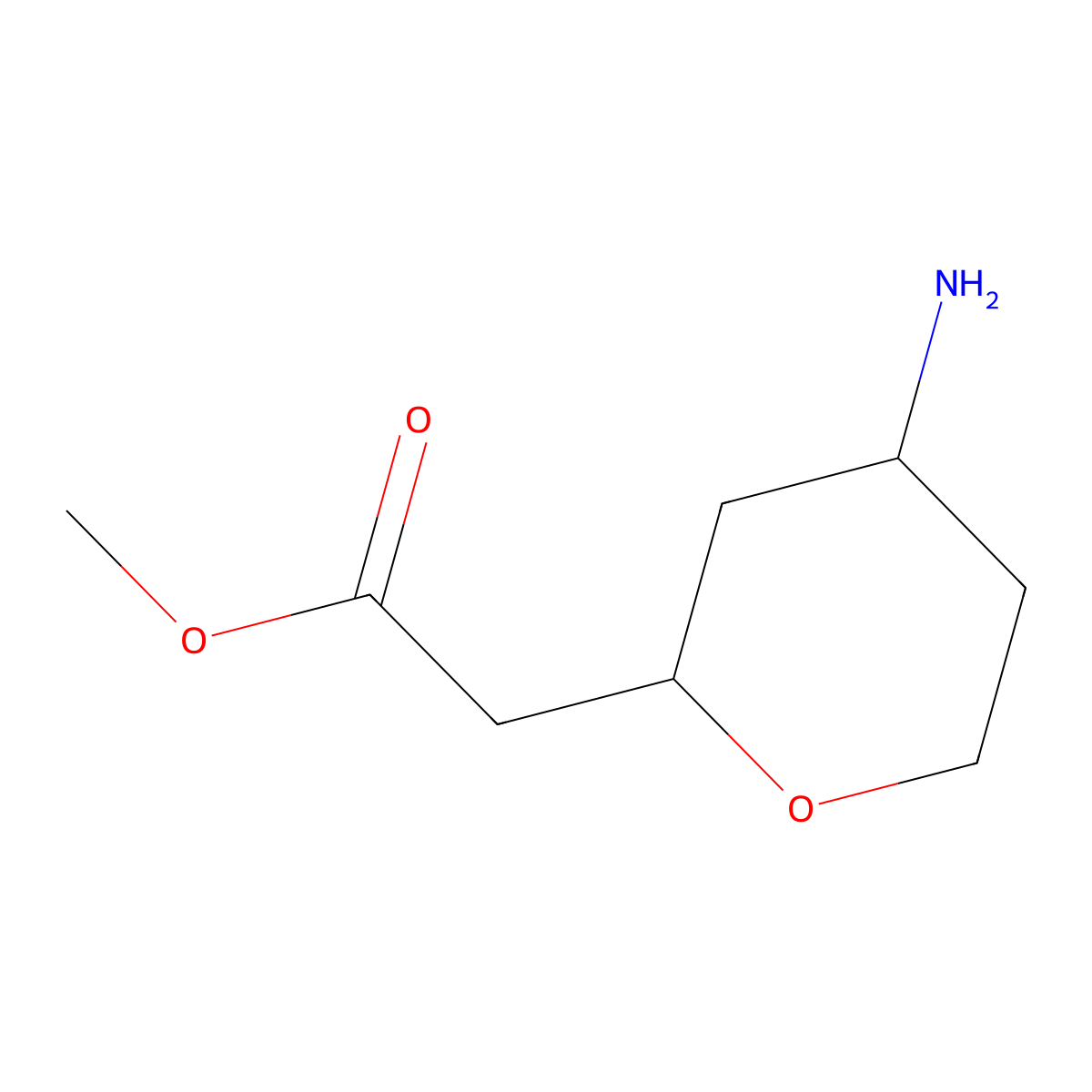 Methyl 2-(4-aminooxan-2-yl)acetate molecular structure, CAS 2253631-99-9