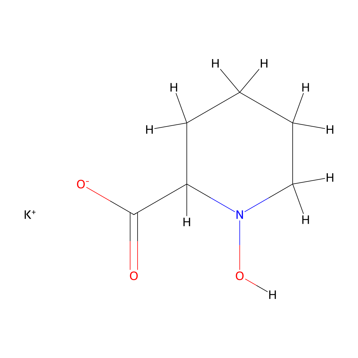 Potassium 1-hydroxypiperidine-2-carboxylate molecular structure, CAS 2253632-01-6