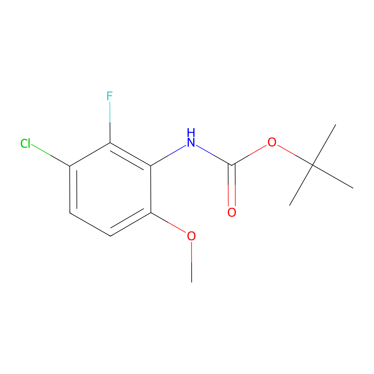 Tert-butyl N-(3-chloro-2-fluoro-6-methoxyphenyl)carbamate molecular structure, CAS 2253632-02-7