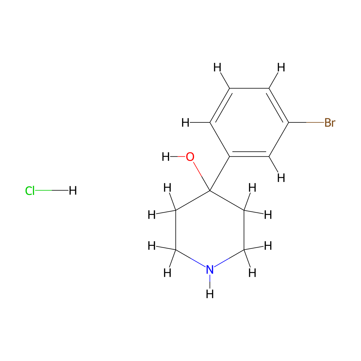 4-(3-Bromophenyl)piperidin-4-ol hydrochloride molecular structure, CAS 2253632-11-8