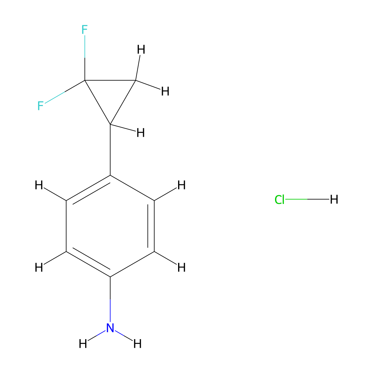 4-(2,2-Difluorocyclopropyl)aniline hydrochloride molecular structure, CAS 2253632-14-1
