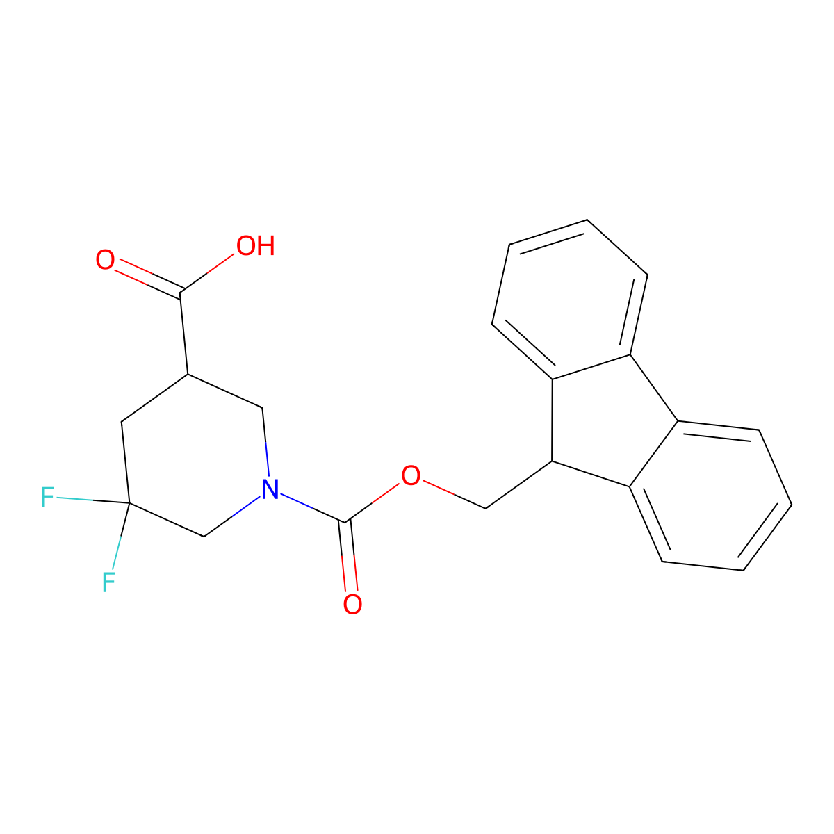 1-{[(9H-fluoren-9-yl)methoxy]carbonyl}-5,5-difluoropiperidine-3-carboxylic acid molecular structure, CAS 2253632-16-3