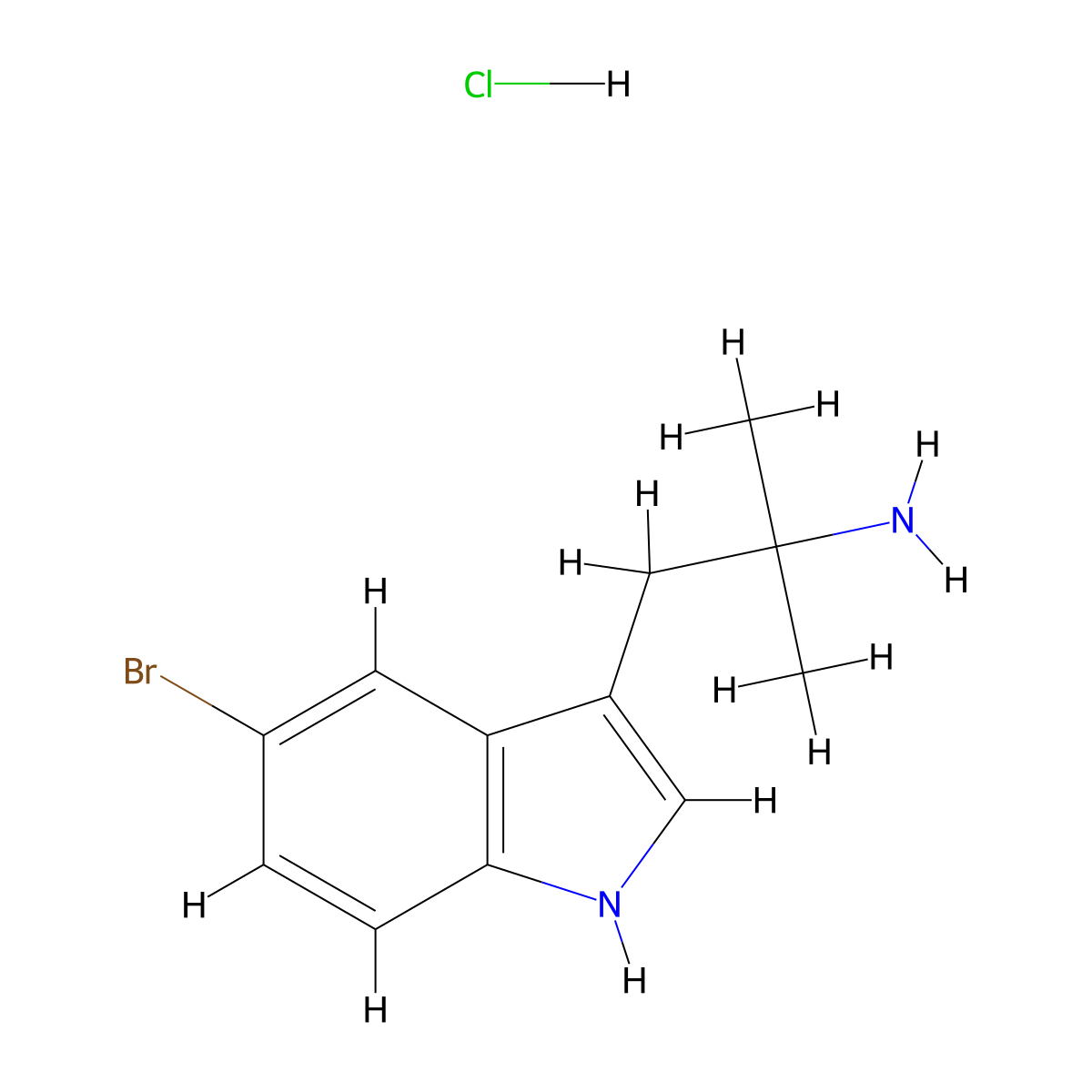 1-(5-bromo-1H-indol-3-yl)-2-methylpropan-2-amine hydrochloride molecular structure, CAS 2253632-21-0