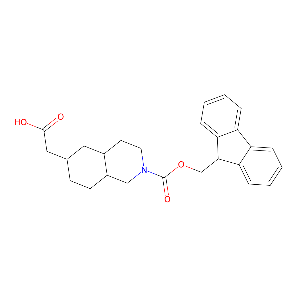 2-(2-{[(9H-fluoren-9-yl)methoxy]carbonyl}-decahydroisoquinolin-6-yl)aceticacid,Mixtureofdiastereomers molecular structure, CAS 2253632-23-2