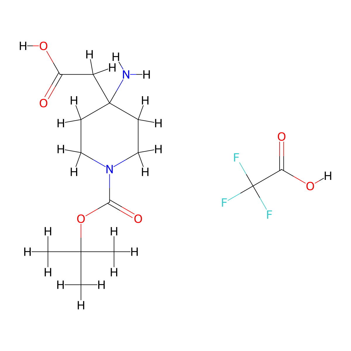 2-{4-Amino-1-[(tert-butoxy)carbonyl]piperidin-4-yl}aceticacid,trifluoroaceticacid molecular structure, CAS 2253632-36-7