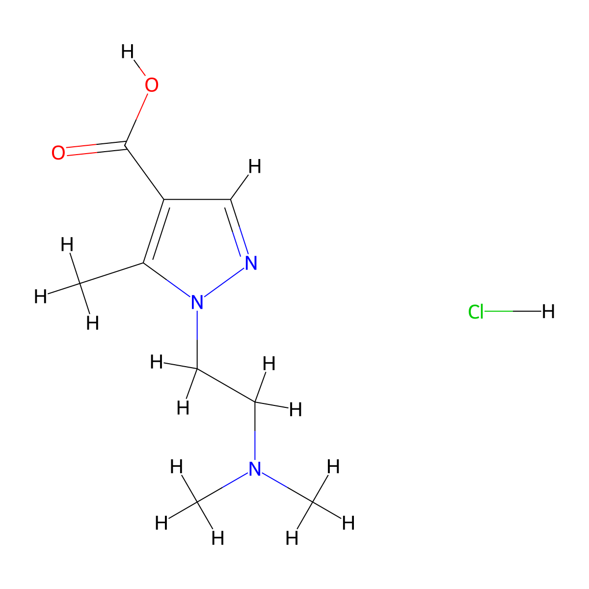 1-(2-(dimethylamino)ethyl)-5-methyl-1H-pyrazole-4-carboxylic acid hydrochloride molecular structure, CAS 2253632-44-7