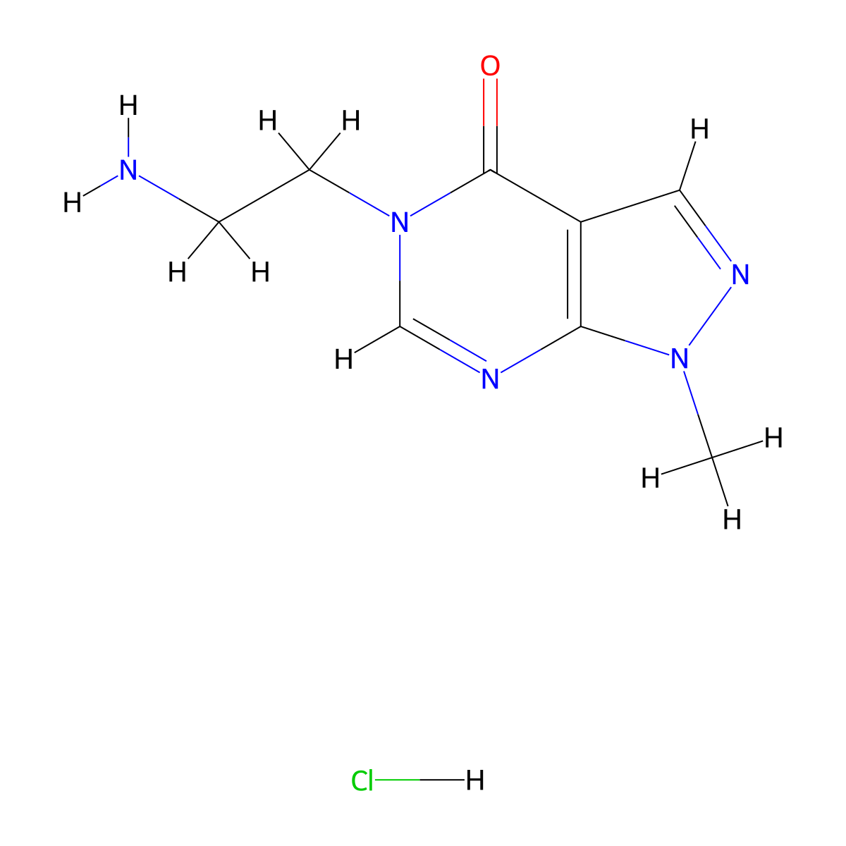 5-(2-aminoethyl)-1-methyl-1H,4H,5H-pyrazolo[3,4-d]pyrimidin-4-one hydrochloride molecular structure, CAS 2253632-45-8