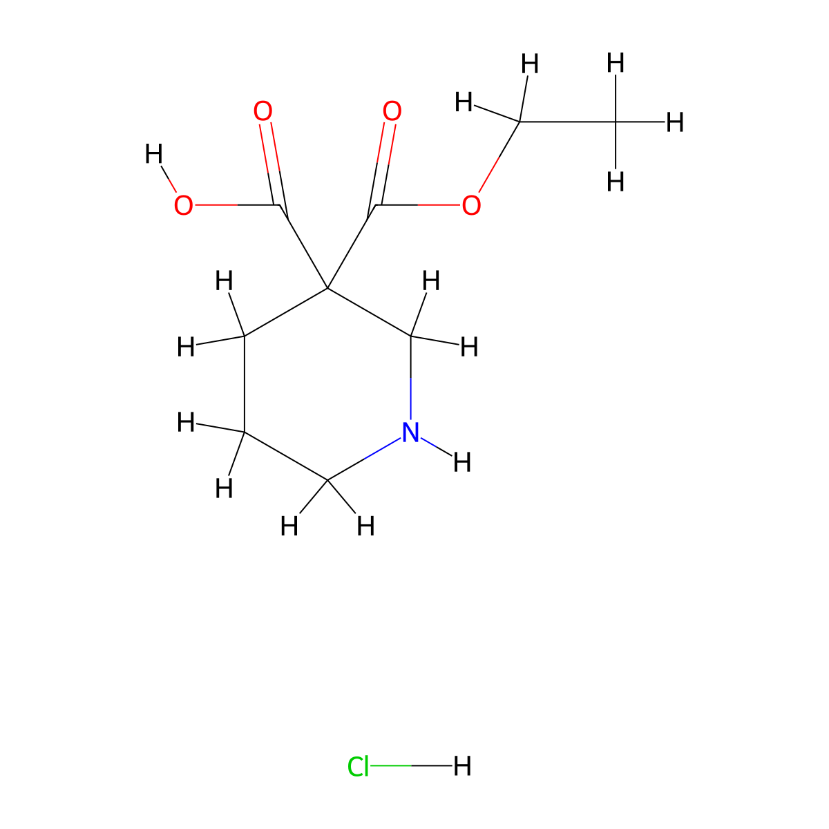 3-(Ethoxycarbonyl)piperidine-3-carboxylic acid hydrochloride molecular structure, CAS 2253632-51-6