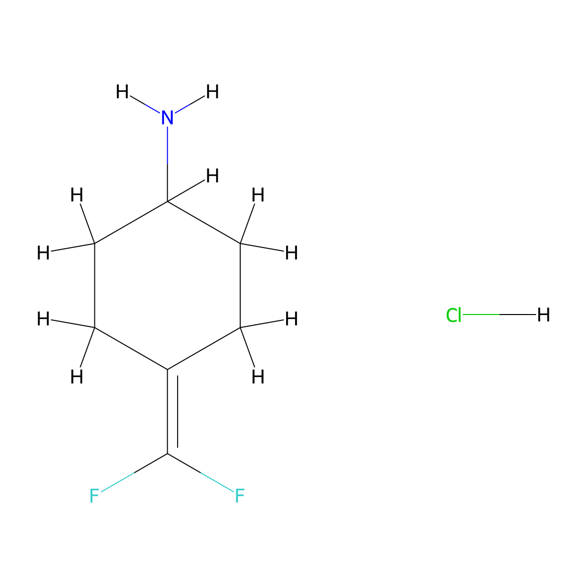 4-(Difluoromethylidene)cyclohexan-1-amine hydrochloride molecular structure, CAS 2253632-71-0
