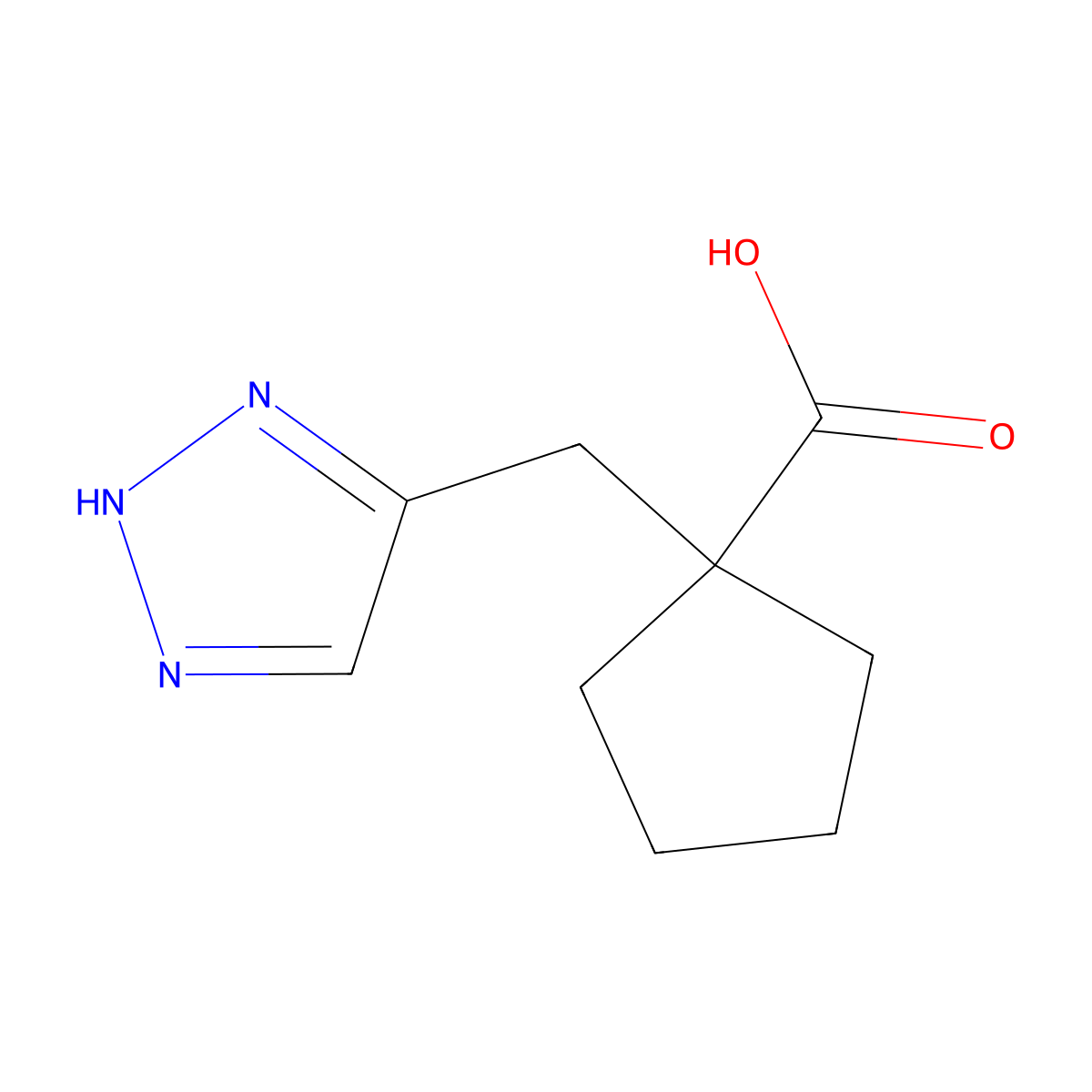 1-[(1H-1,2,3-triazol-4-yl)methyl]cyclopentane-1-carboxylic acid molecular structure, CAS 2253632-79-8