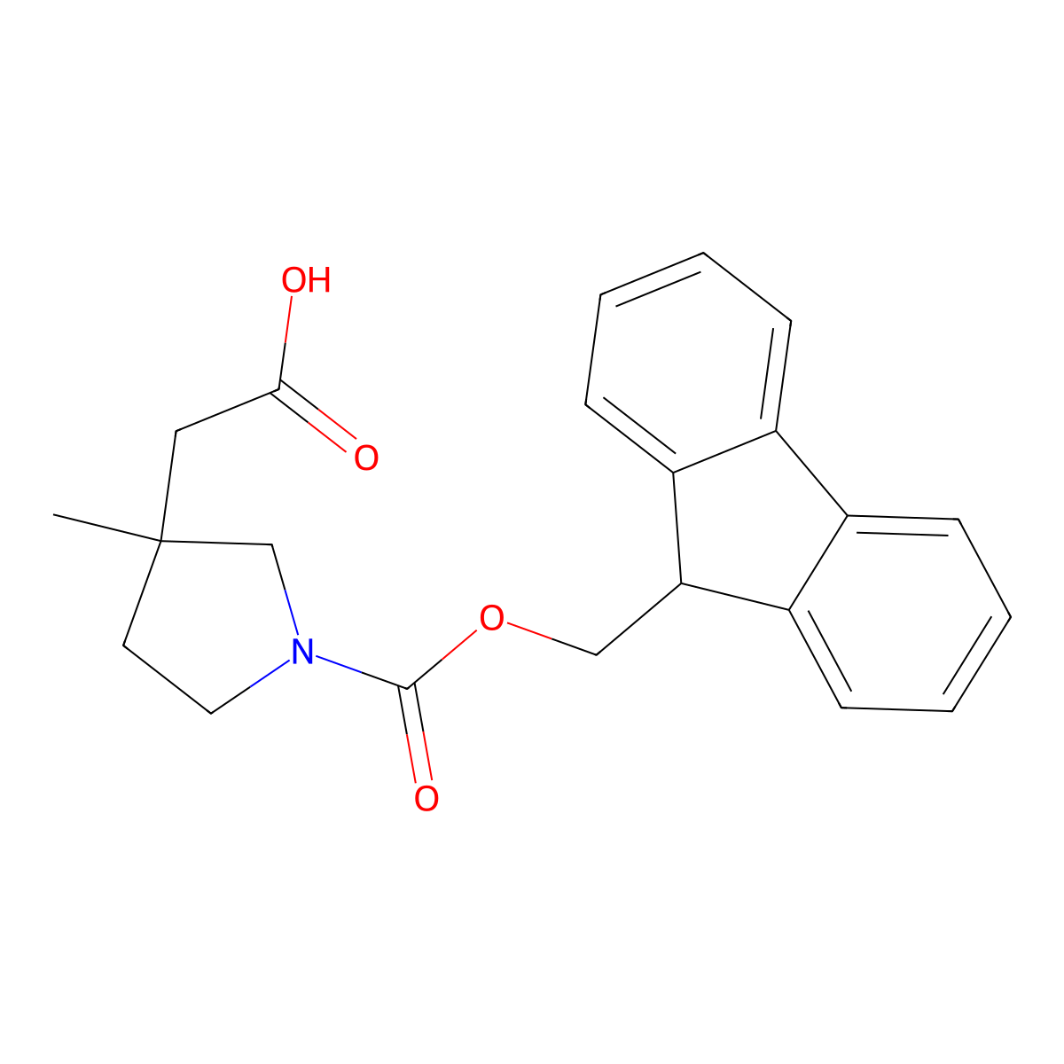 2-(1-(((9H-fluoren-9-yl)methoxy)carbonyl)-3-methylpyrrolidin-3-yl)acetic acid molecular structure, CAS 2253632-83-4