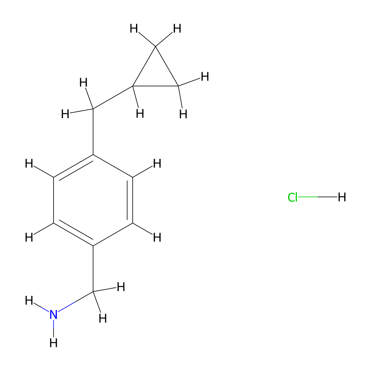 [4-(Cyclopropylmethyl)phenyl]methanamine hydrochloride molecular structure, CAS 2253632-86-7