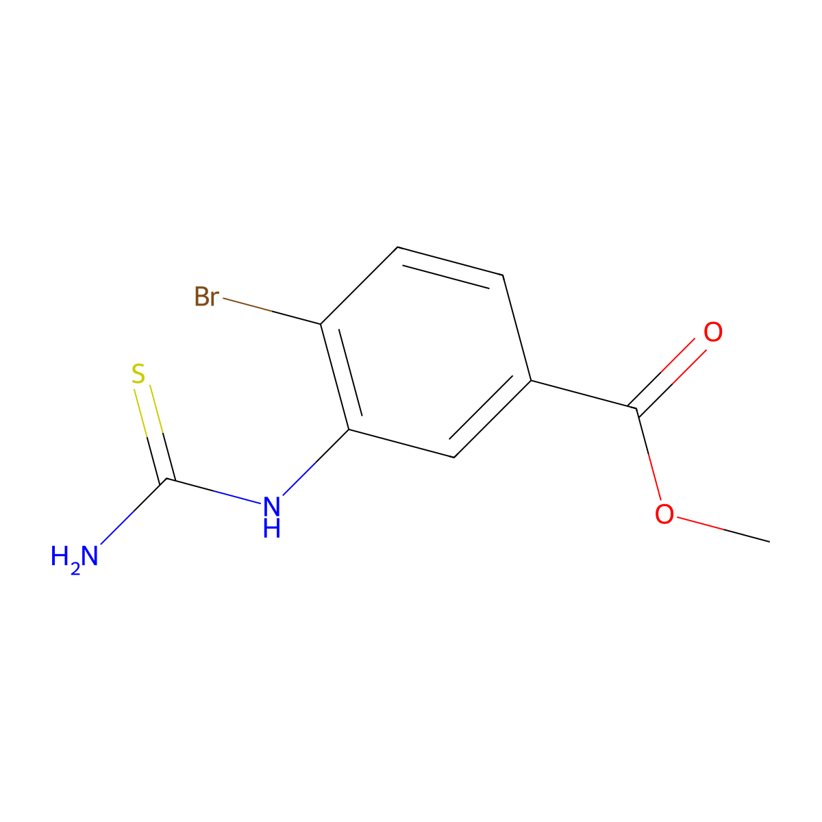 Methyl 4-bromo-3-(carbamothioylamino)benzoate molecular structure, CAS 2253632-93-6