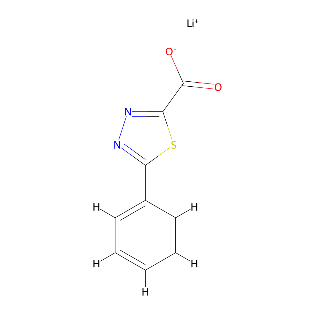 Lithium 5-phenyl-1,3,4-thiadiazole-2-carboxylate molecular structure, CAS 2253632-97-0