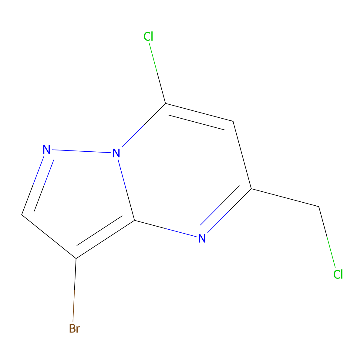 3-Bromo-7-chloro-5-(chloromethyl)pyrazolo[1,5-a]pyrimidine molecular structure, CAS 2253632-98-1