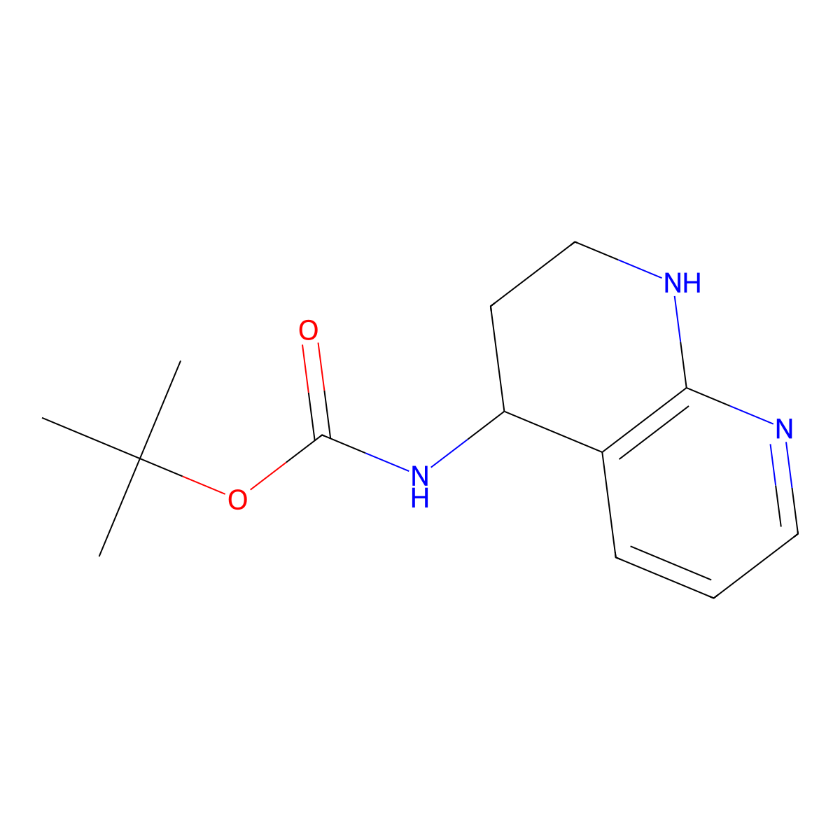 Tert-butyl N-(1,2,3,4-tetrahydro-1,8-naphthyridin-4-yl)carbamate molecular structure, CAS 2253633-00-8