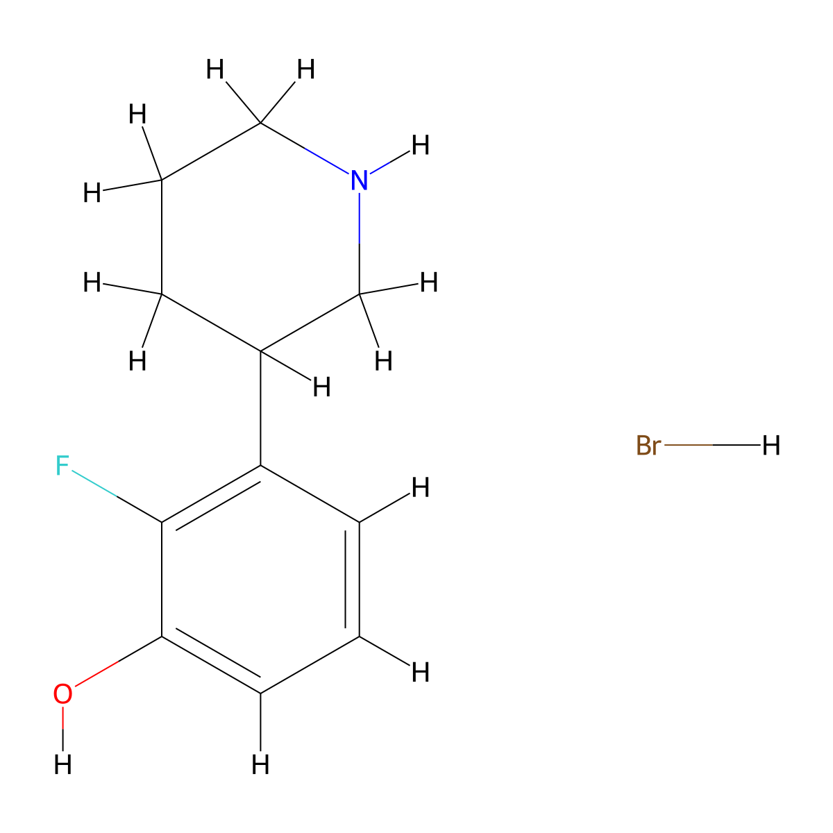 2-Fluoro-3-(piperidin-3-yl)phenolhydrobromide molecular structure, CAS 2253633-02-0