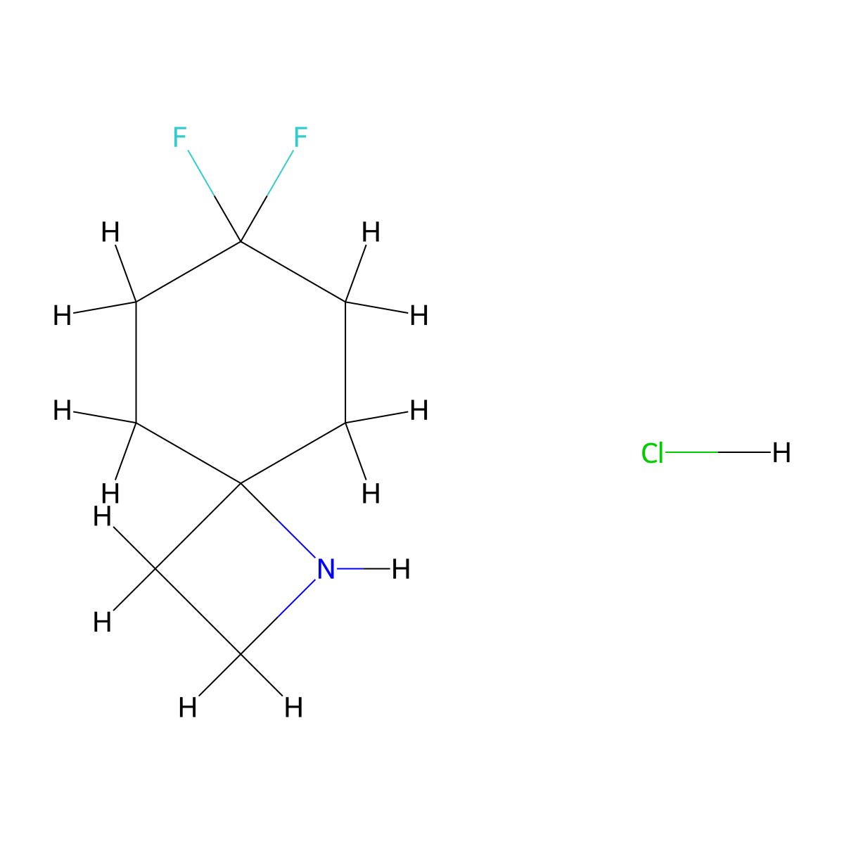 7,7-Difluoro-1-azaspiro(3.5)nonane hydrochloride molecular structure, CAS 2253633-05-3