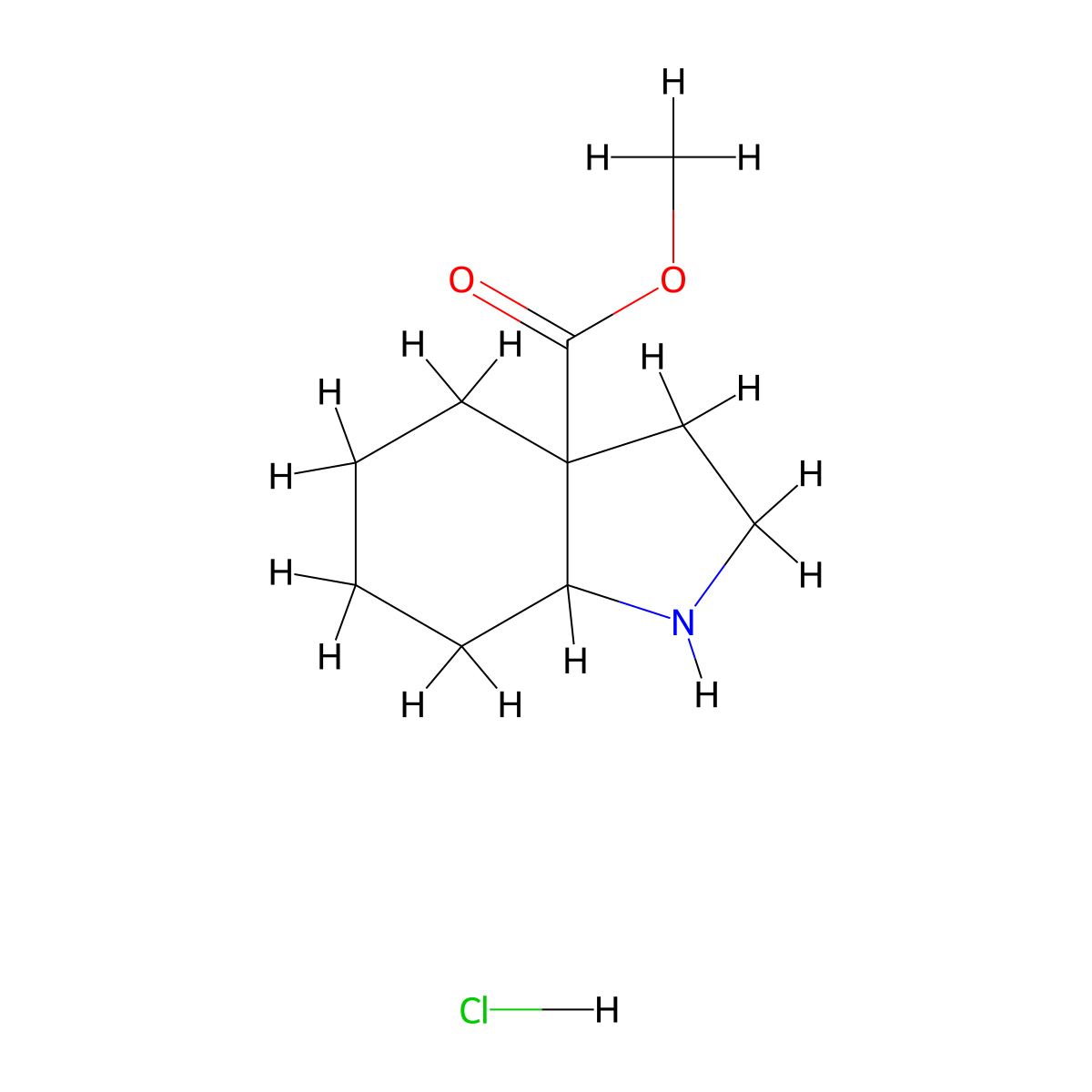 methyl octahydro-1H-indole-3a-carboxylate hydrochloride molecular structure, CAS 2253638-51-4