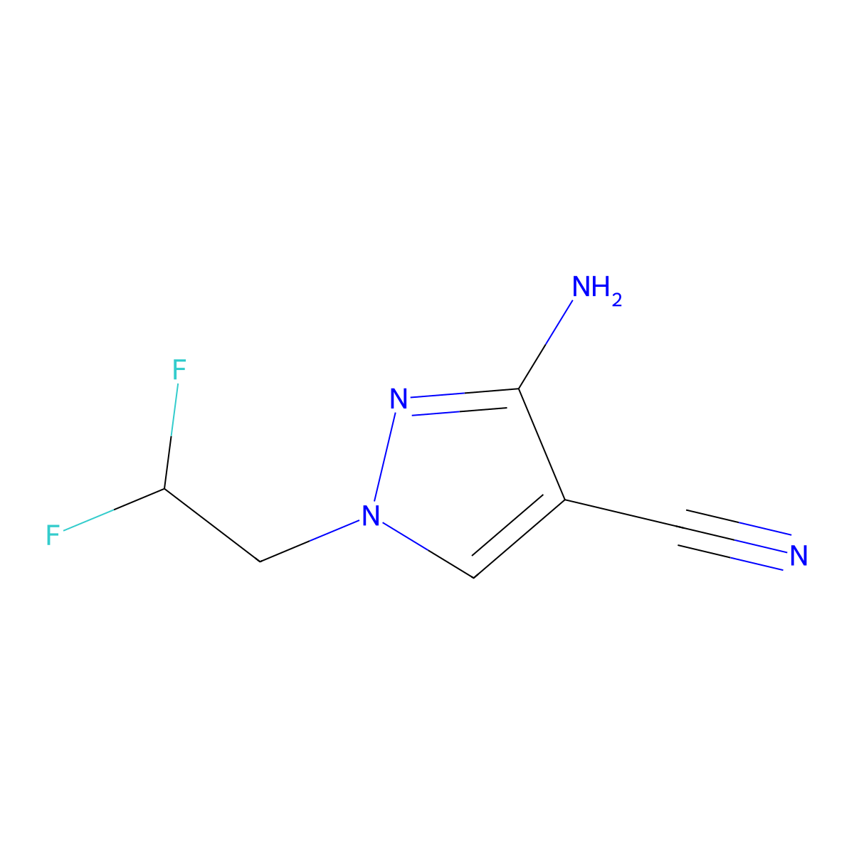 3-amino-1-(2,2-difluoroethyl)-1H-pyrazole-4-carbonitrile molecular structure, CAS 2253638-52-5