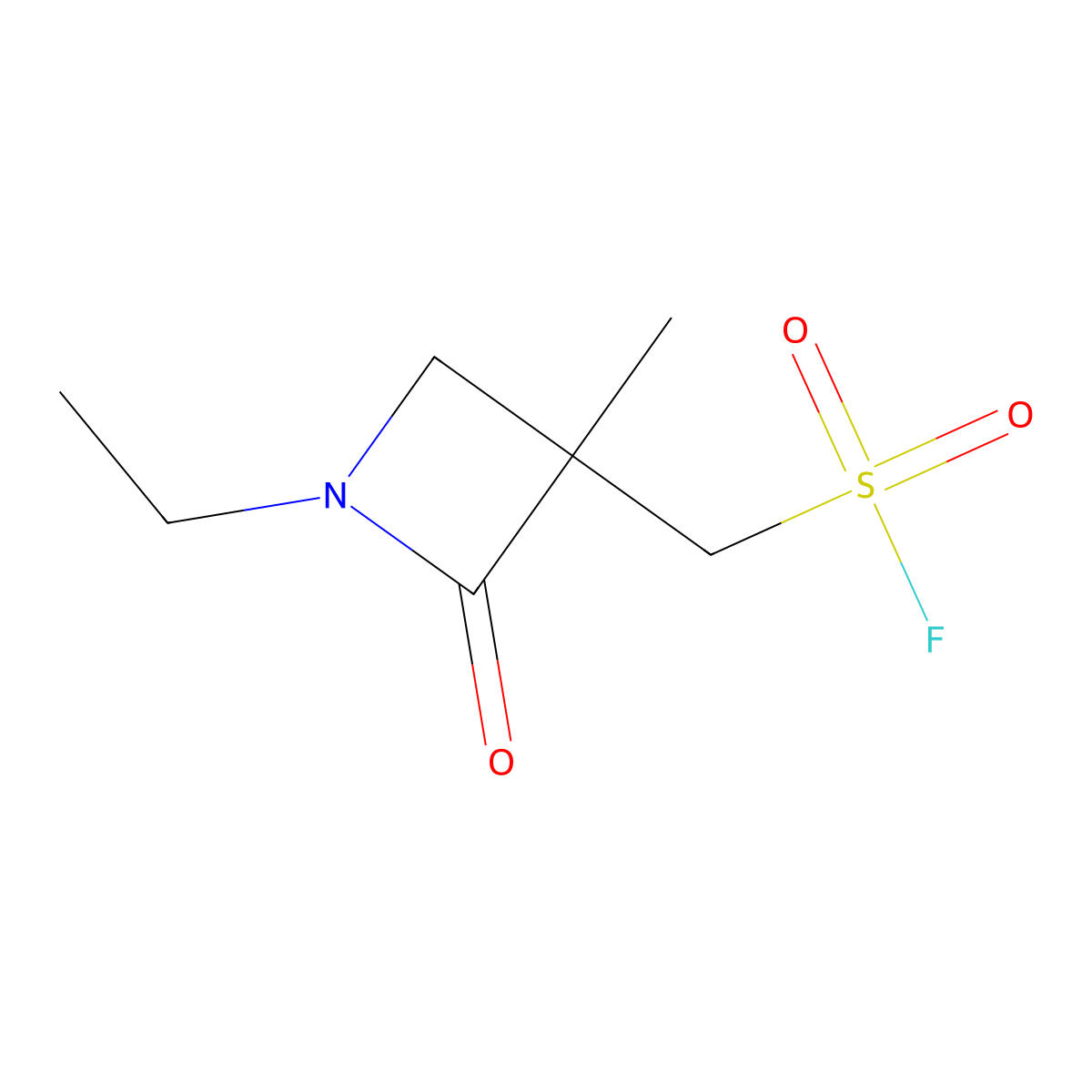 (1-Ethyl-3-methyl-2-oxoazetidin-3-yl)methanesulfonyl fluoride molecular structure, CAS 2253638-55-8