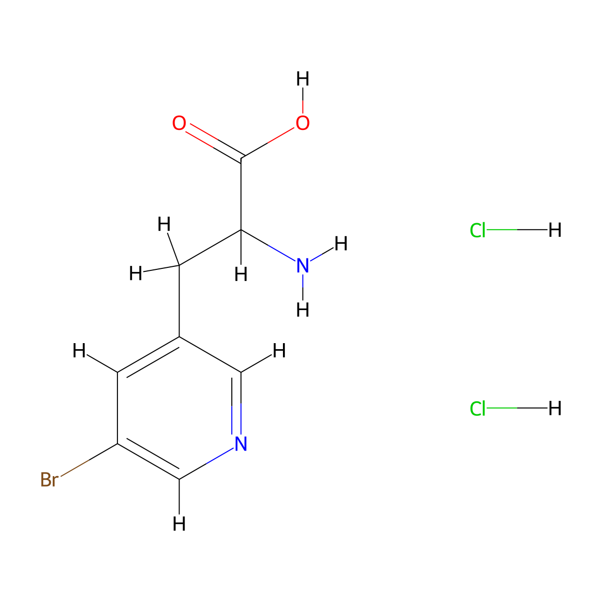 2-Amino-3-(5-bromopyridin-3-yl)propanoic acid dihydrochloride molecular structure, CAS 2253638-74-1