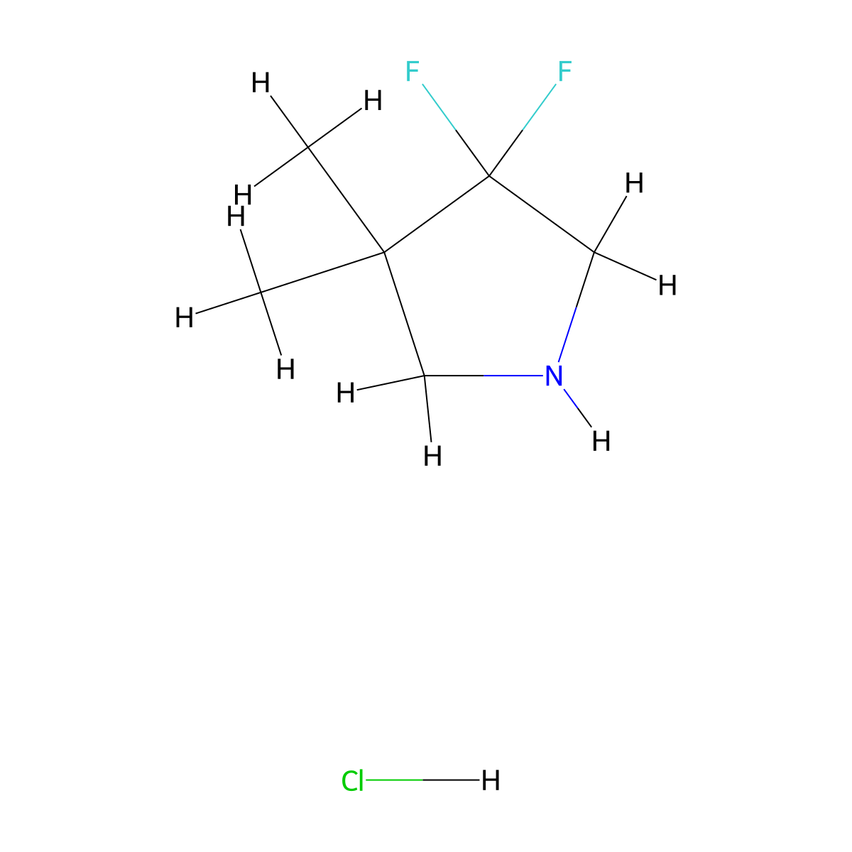 3,3-Difluoro-4,4-dimethylpyrrolidine hydrochloride molecular structure, CAS 2253638-76-3