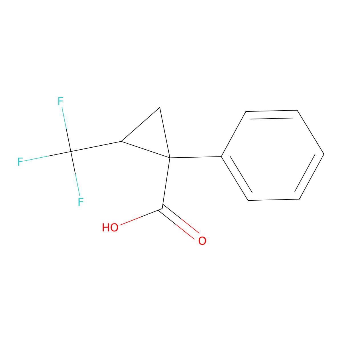 1-Phenyl-2-(trifluoromethyl)cyclopropane-1-carboxylic acid molecular structure, CAS 2253638-79-6