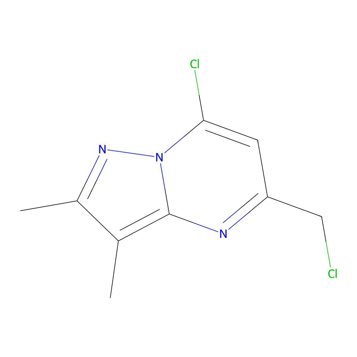 7-Chloro-5-(chloromethyl)-2,3-dimethylpyrazolo(1,5-a)pyrimidine molecular structure, CAS 2253638-82-1