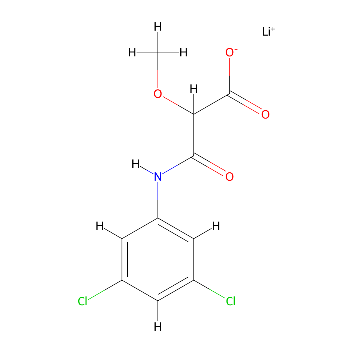 Lithium(1+)ion2-[(3,5-dichlorophenyl)carbamoyl]-2-methoxyacetate molecular structure, CAS 2253638-86-5