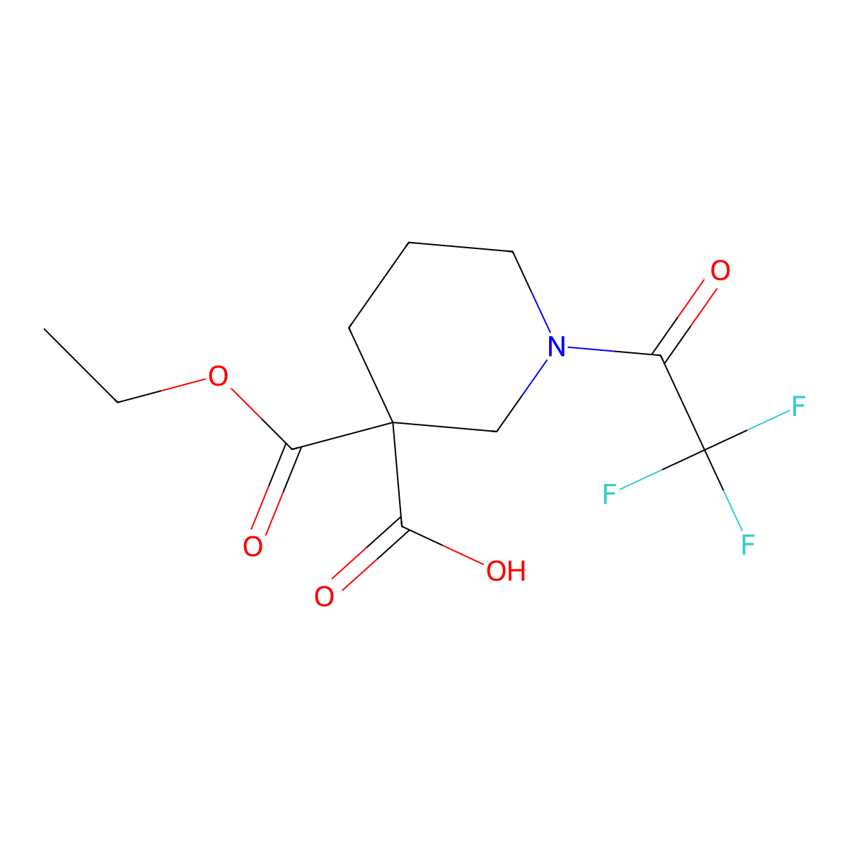 3-(Ethoxycarbonyl)-1-(trifluoroacetyl)piperidine-3-carboxylicacid molecular structure, CAS 2253638-91-2