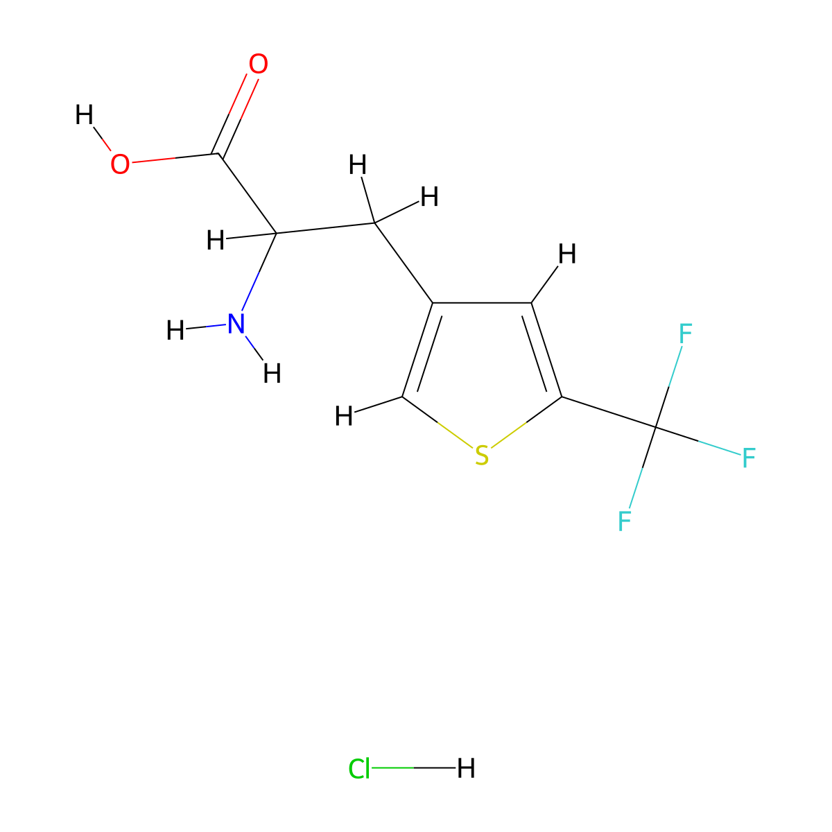 2-Amino-3-[5-(trifluoromethyl)thiophen-3-yl]propanoic acid hydrochloride molecular structure, CAS 2253638-94-5