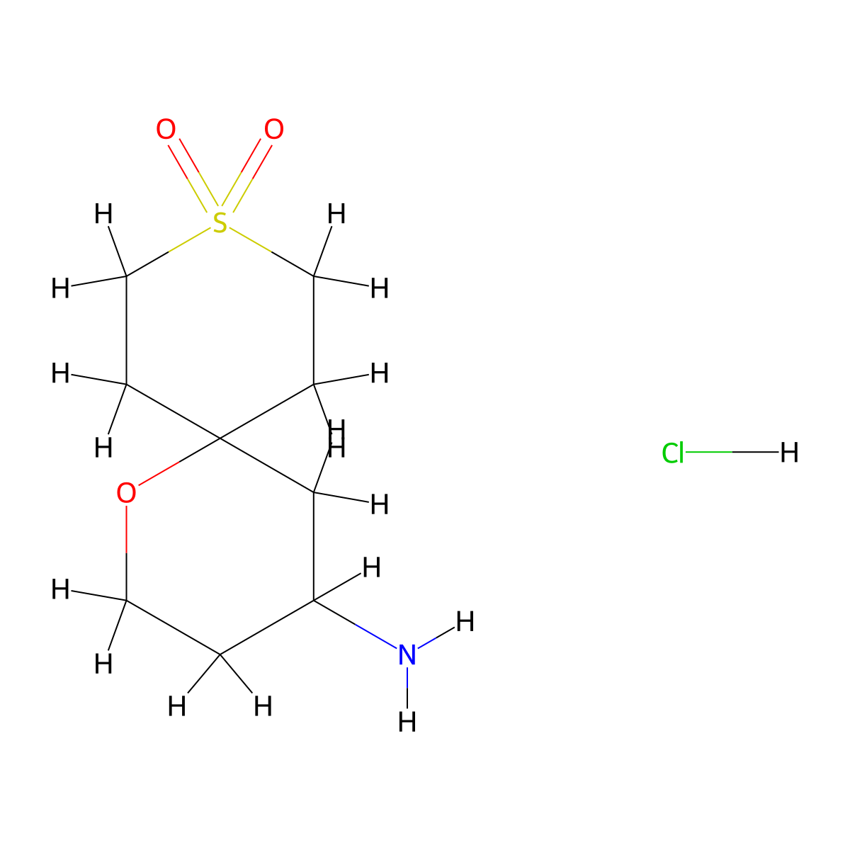 4-Amino-1-oxa-9lambda6-thiaspiro(5.5)undecane-9,9-dione hydrochloride molecular structure, CAS 2253639-03-9