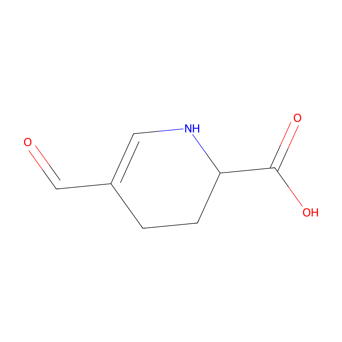 5-Formyl-1,2,3,4-tetrahydropyridine-2-carboxylic acid molecular structure, CAS 2253639-09-5