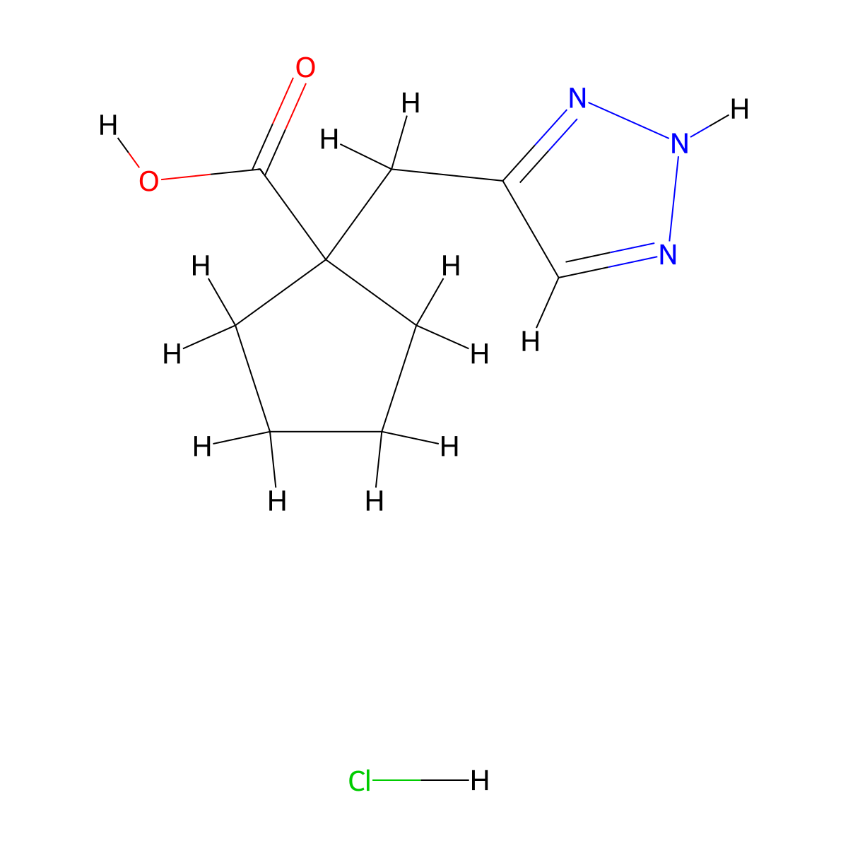 1-(2H-Triazol-4-ylmethyl)cyclopentane-1-carboxylic acid;hydrochloride molecular structure, CAS 2253639-17-5