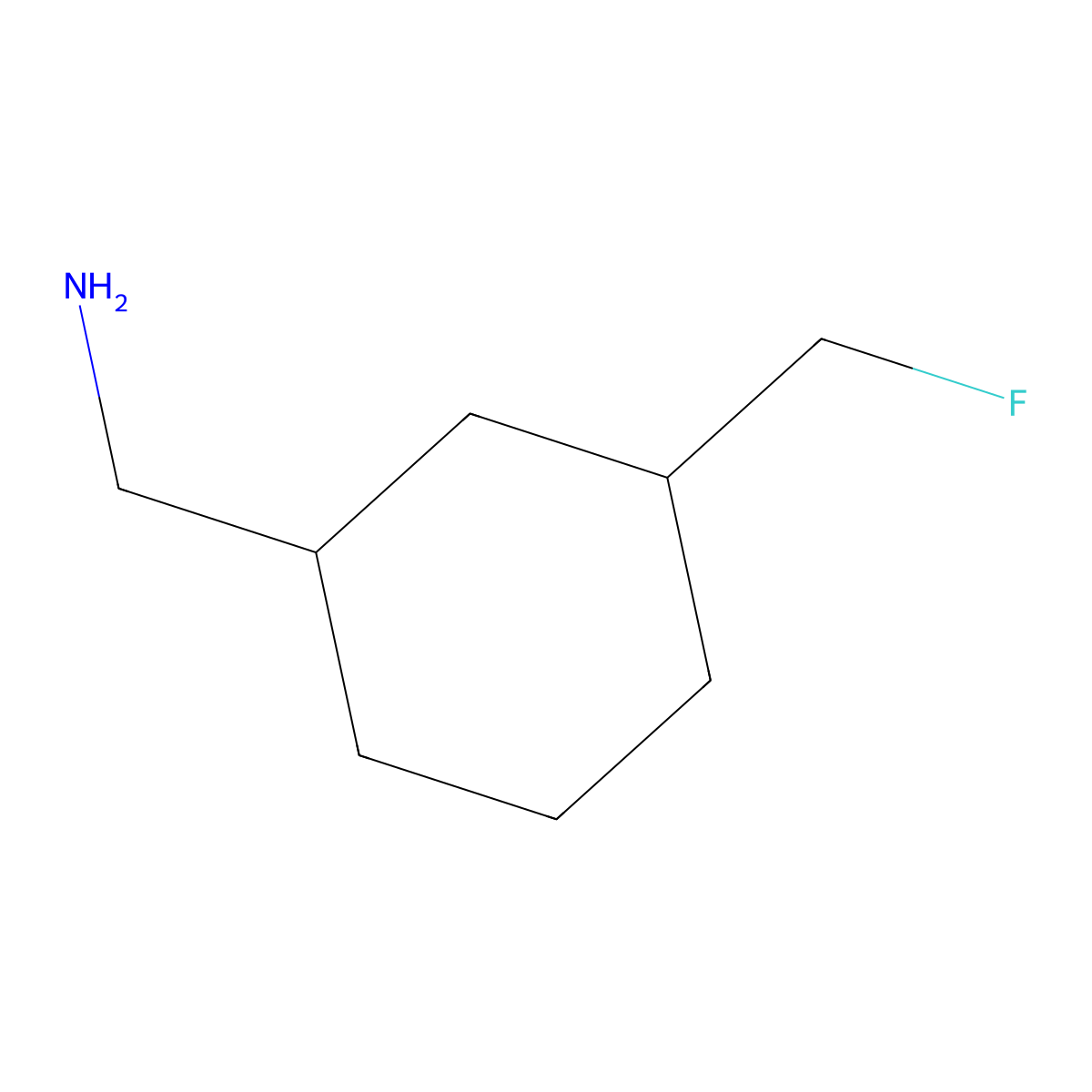 rac-1-[(1R,3S)-3-(fluoromethyl)cyclohexyl]methanamine molecular structure, CAS 2253639-19-7